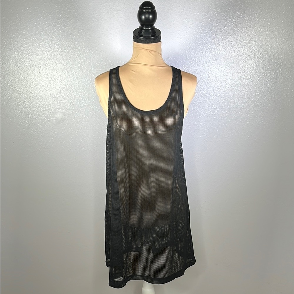 Black Mesh Knit Beach Cover-Up Dress Resort Swim Coastal Cowgirl euro summer - M